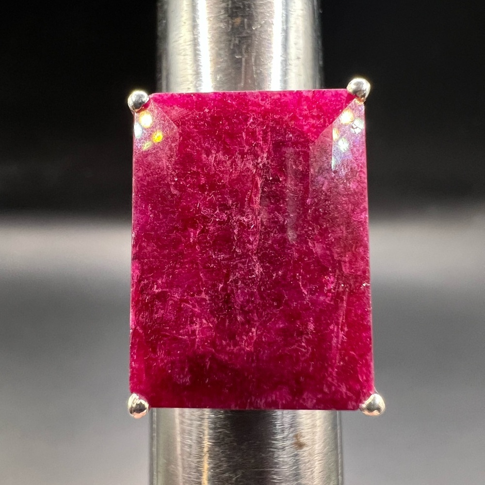 Sterling Silver With Rectangle Natural Ruby - image 1